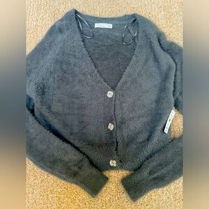 Super soft & fuzzy button up sweater!